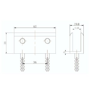 90° No-Drill Fixed Brass Clamp JGC-3193